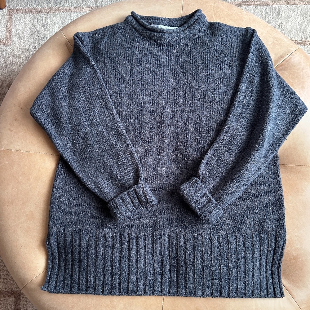 Carolyn Taylor Vintage 90s Roll Neck Sweater Womens M Gray Oversized Minimal Y2K